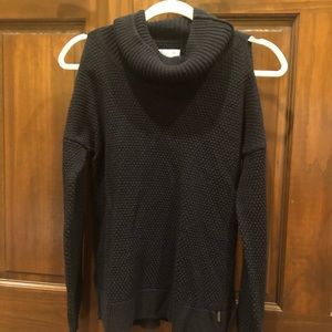 Cold shoulder cowlneck sweater